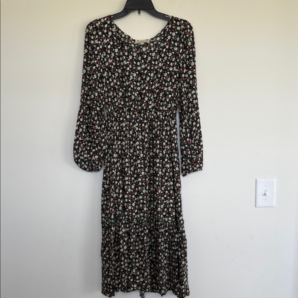 Sunday Black Floral Long Sleeve Dress - Picture 2 of 8